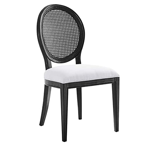 Modway Forte French Vintage Round Back Wood and Fabric Upholstered Fully Assembled Dining Side Chair