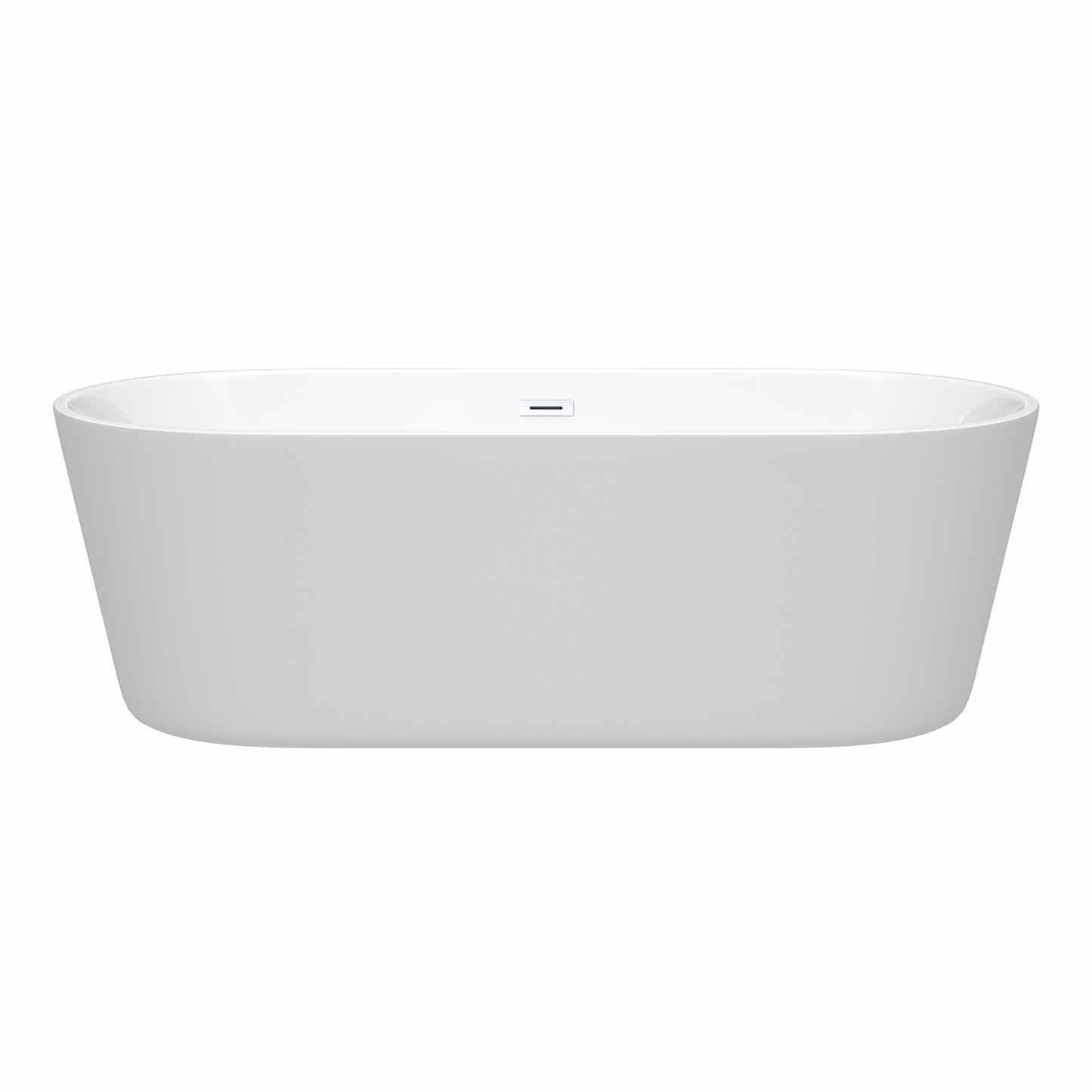 Carissa 71 Inch Freestanding Bathtub in White with Shiny White Drain and Overflow Trim