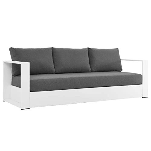 Modway Tahoe Patio Aluminum Sofa with White Charcoal Finish EEI-5676-WHI-CHA