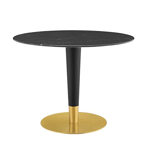 Modway Zinque Artificial Marble Dining Table, 40 Inch, Gold Black