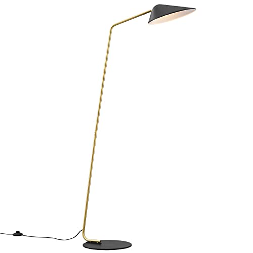 Modway Journey Contemporary Metal Standing Floor Lamp in Black/Satin Brass