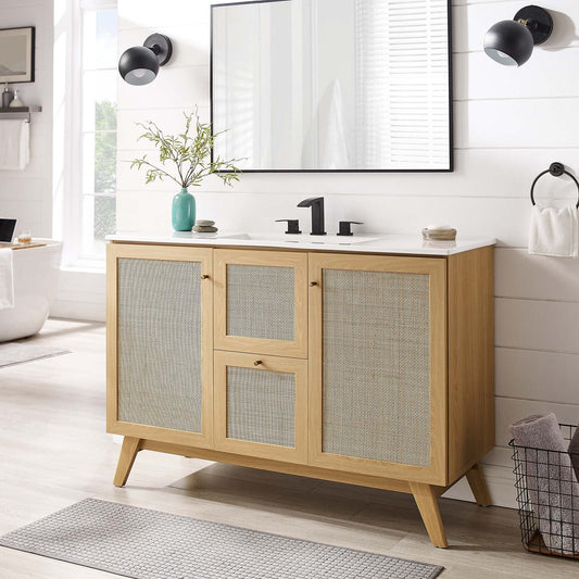 Modway Soma 48” Single Sink Bathroom Vanity in Oak White