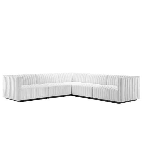 Modway Conjure 5-Piece L-Shaped Channel Tufted Fabric Sectional in Black/White