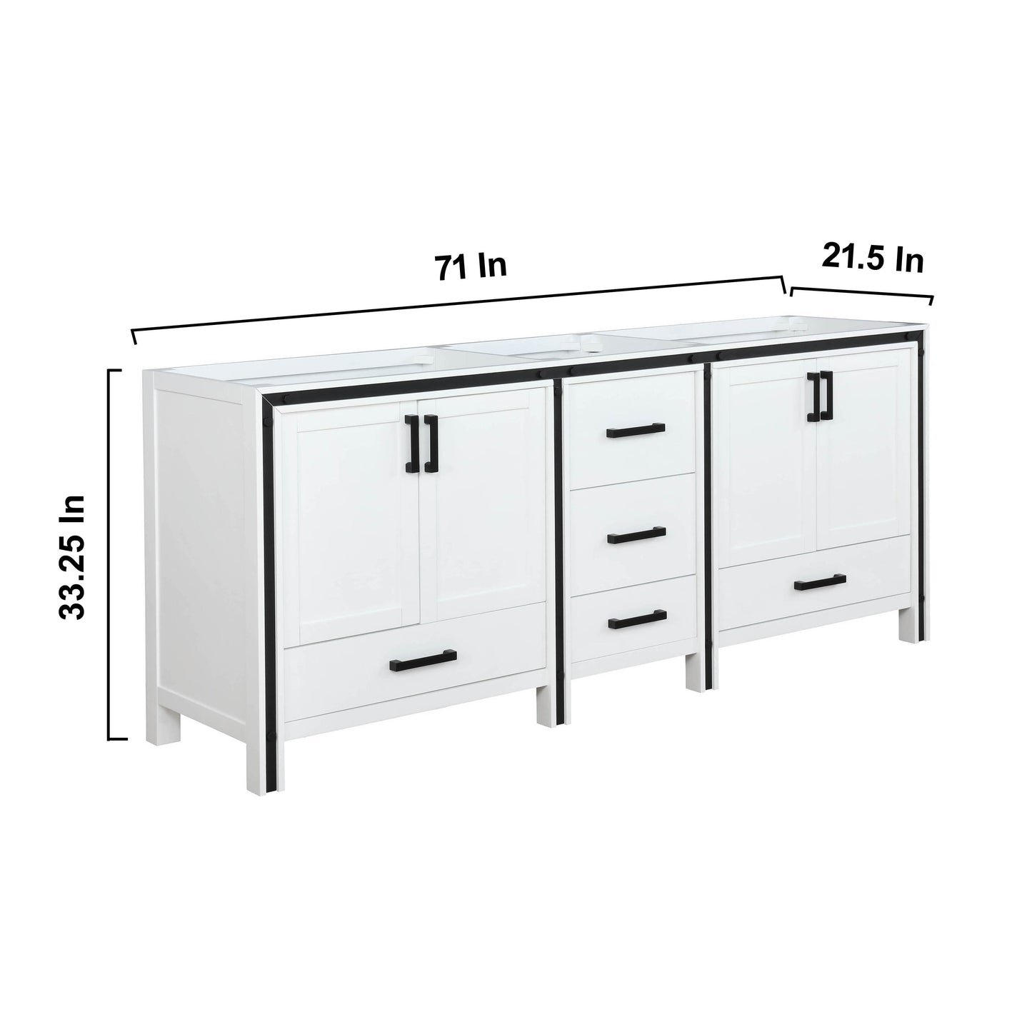 Ziva 72" White Vanity Cabinet Only