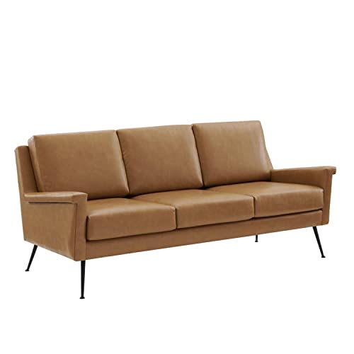 Modway Chesapeake Vegan Leather Sofa, Black Tan