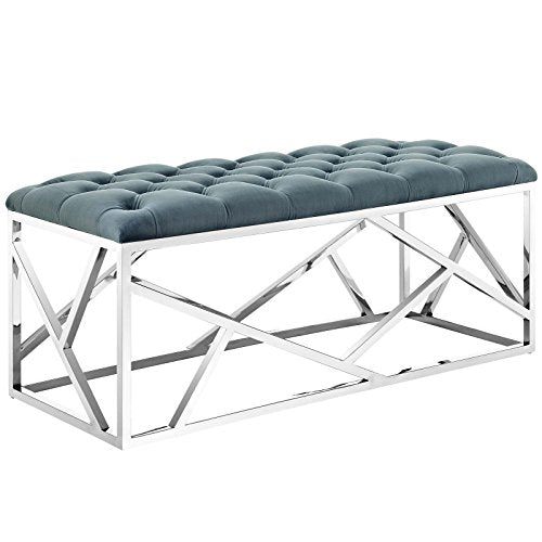 Modway Intersperse Button-Tufted Contemporary Modern Bench with Metallic