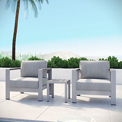 Modway Shore Aluminum Outdoor Patio Sectional Sofa Set