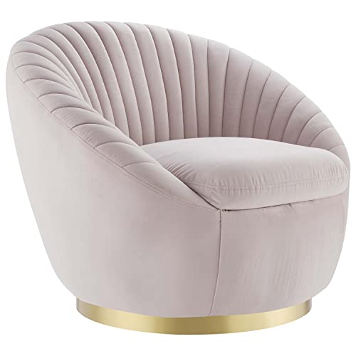 Modway Whirr Tufted Velvet Swivel Chair with Gold Pink Finish EEI-5002-GLD-PNK