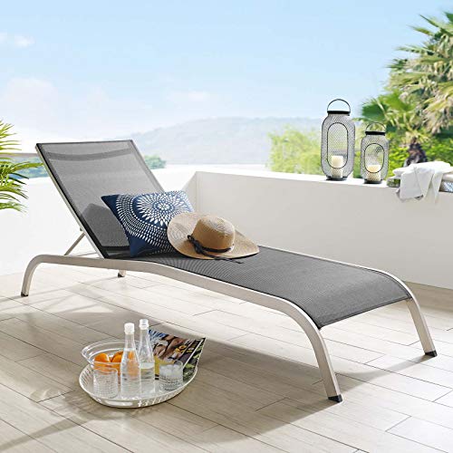 Modway Savannah Outdoor Patio Mesh Chaise Lounge Chair in White