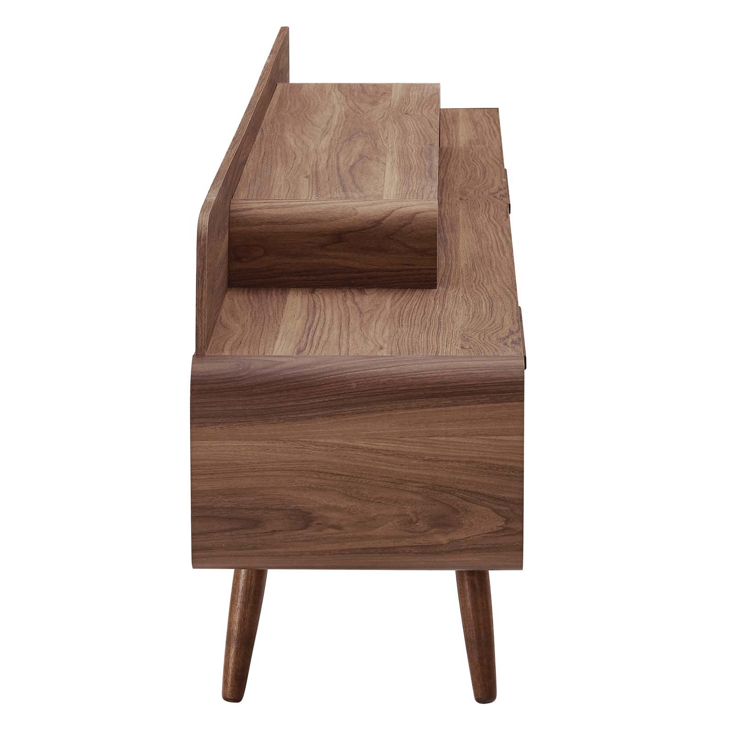Modway Omnistand 74" Mid-Century Modern Low Profile Media Console Entertainment TV Stand in Walnut