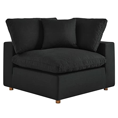 Modway Commix Fabric Down Filled Overstuffed Corner Chair in Black