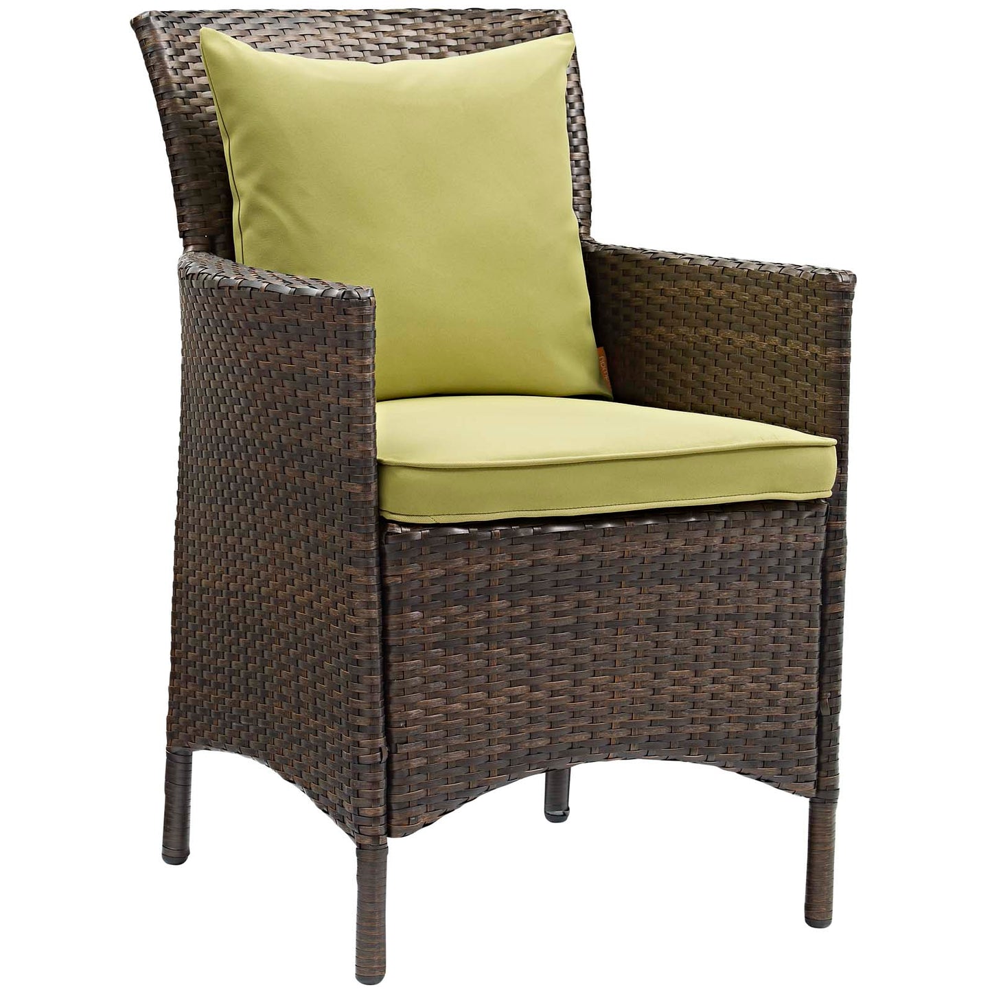 Modway Conduit Wicker Rattan Outdoor Patio Dining Arm Chair with Cushion