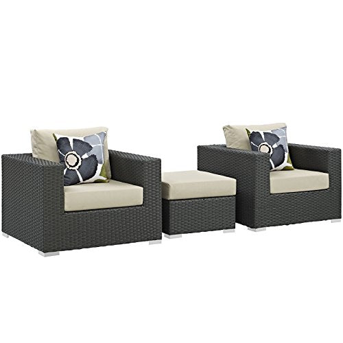 Modway Sojourn Casual Seating 10 Piece Outdoor Patio Rattan Sectional Set with Sunbrella Brand Tuscan Orange Canvas Cushions