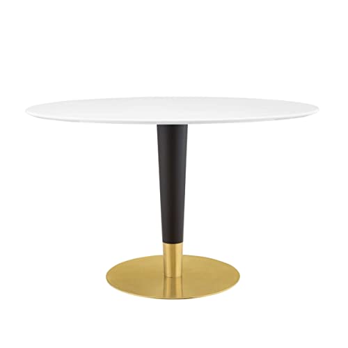 Modway Zinque Oval Modern 48" Dining Table in Gold White