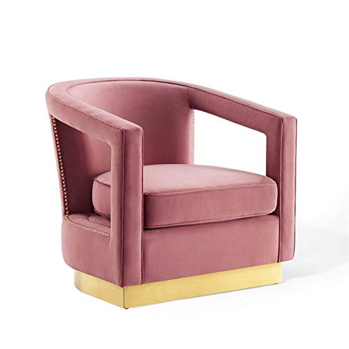 Modway Frolick Upholstered Performance Velvet Lounge Accent Armchair in Dusty Rose