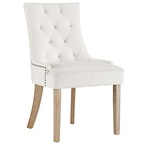 Modway Pose Velvet Polyester Upholstered Tufted Dining Chair with Nailhead Trim, Maroon in Ivory