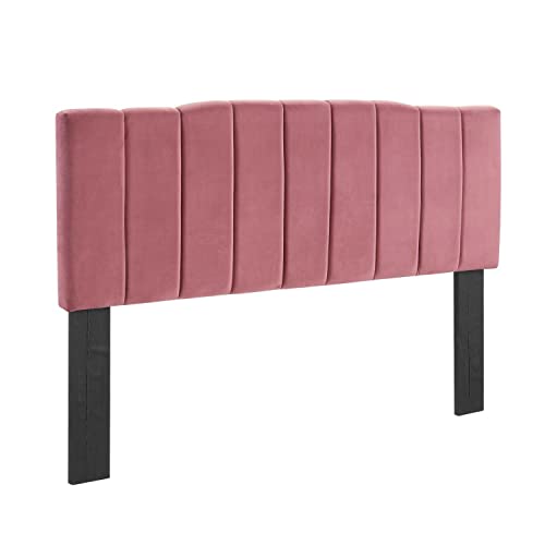 Modway Camilla Channel Tufted Performance Velvet California King Headboard in Dusty Rose, King King