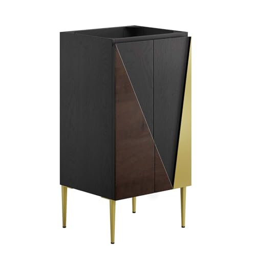 Modway Alchemist Modern Geometric Wood Grain 18" Bathroom Vanity in Black Gold-Sink Basin Not Included