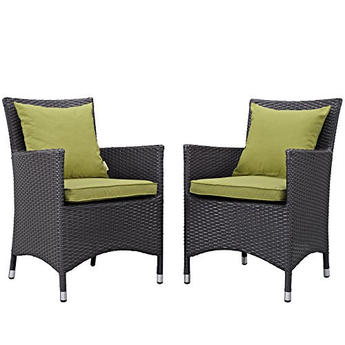 Modway Convene Wicker Rattan Outdoor Patio Dining Armchairs with Cushions in Espresso