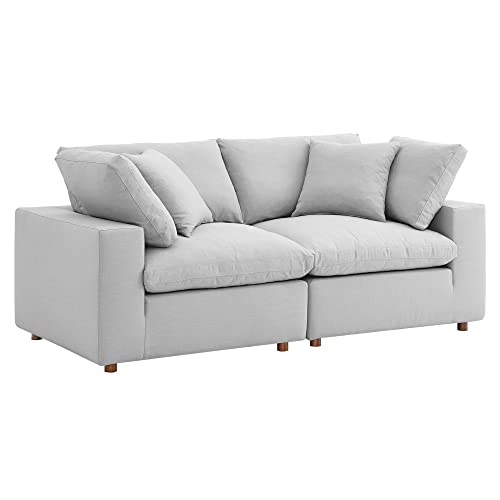 Modway Commix 2-Piece Fabric Down Filled Sectional Sofa in Light Gray