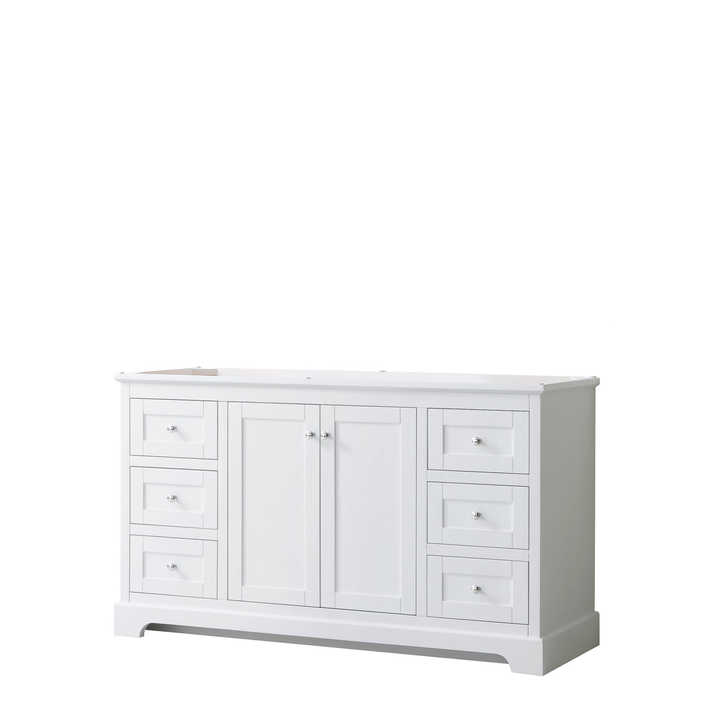 Avery 60 Inch Single Bathroom Vanity in White, No Countertop, No Sink, and No Mirror