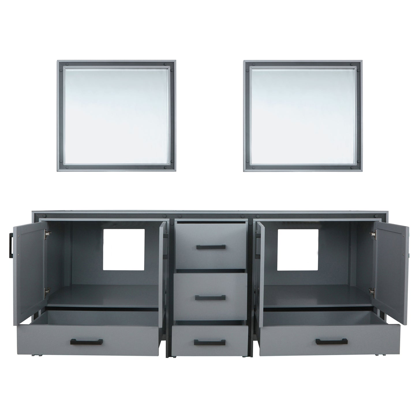 Ziva 84" Dark Grey Double Vanity, no Top and 34" Mirrors