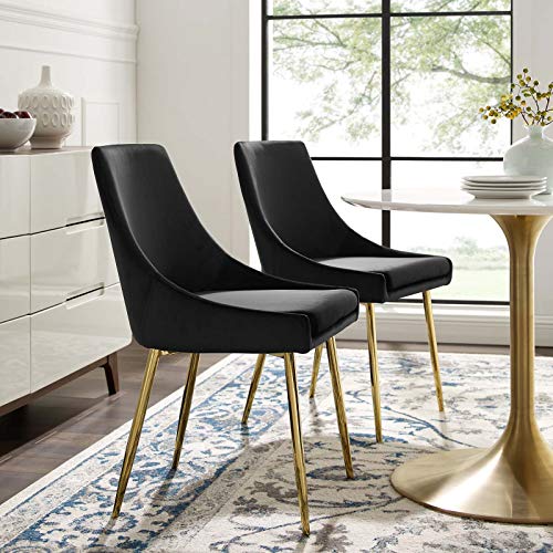 Modway Viscount Performance Velvet Upholstered Side Dining Chairs Set of 2