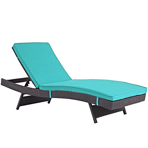 Modway Convene Wicker Rattan Outdoor Patio Chaise Lounge Chair in Espresso