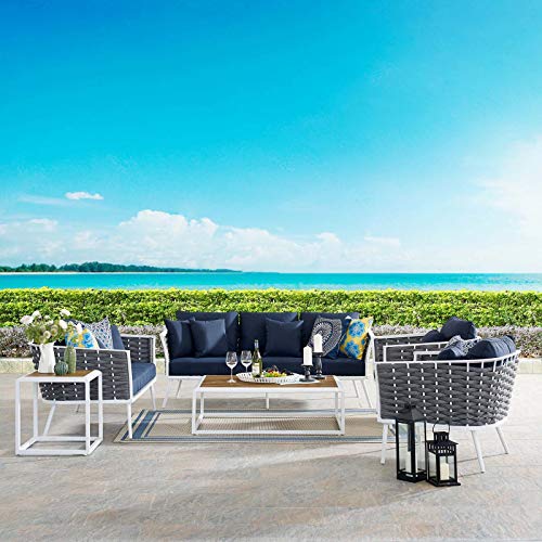 Modway Stance Outdoor Patio Woven Rope Aluminum Patio Sectional Sofa Set