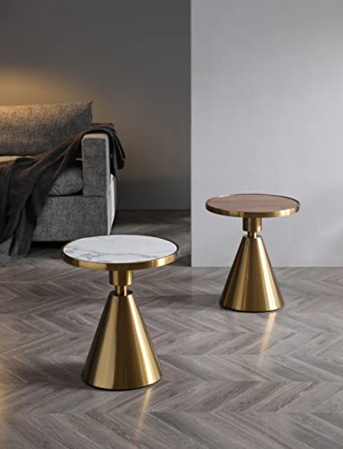 Whiteline Modern Living Pia Side End Table, Brown/Gold