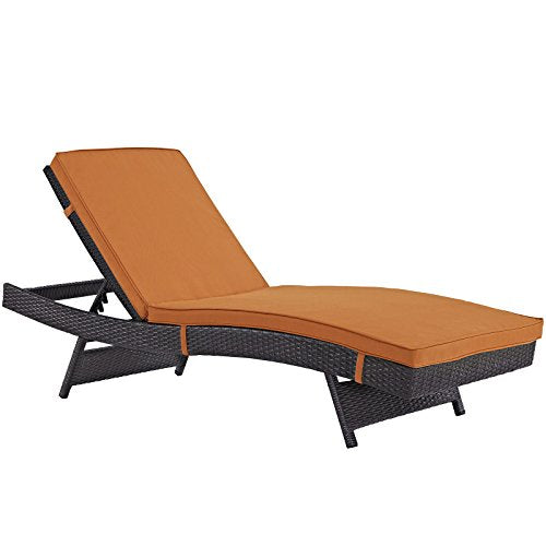 Modway Convene Wicker Rattan Outdoor Patio Chaise Lounge Chair in Espresso