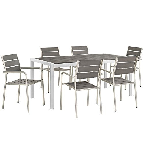 Modway Shore 5-Piece Aluminum Outdoor Patio Dining Table Set