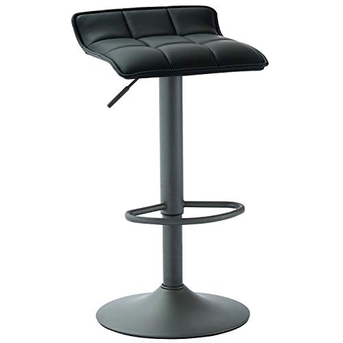 Whi, Black Adjustable Height Bar Stool, Set of 2, Faux Leather