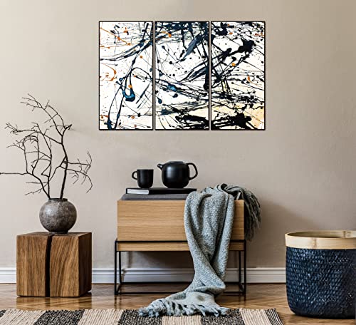 Whiteline Modern Living Irena 3-Piece 48"x24" (each) Canvas Wall Art, Black PS Frame