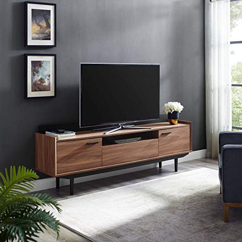 Modway Visionary 70" Mid-Century Modern Low Profile Entertainment TV Stand in Walnut Black