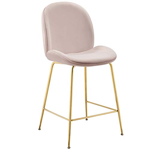 Modway EEI-3548-GRY Scoop Gold Stainless Steel Leg Performance Velvet