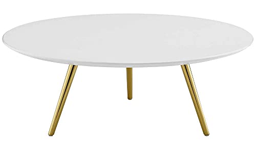 Modway EEI-3658-WAL-WHI Lippa 28" Round Wood Top Coffee Table with Tripod Base