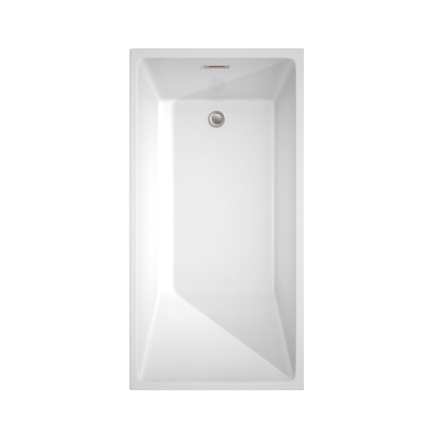 Hannah 59 Inch Freestanding Bathtub in White with Floor Mounted Faucet, Drain and Overflow Trim in Brushed Nickel