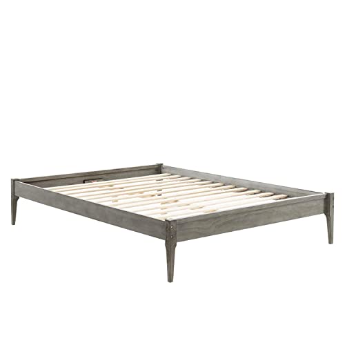 Modway MOD-6246-GRY June Queen Wood Platform Bed Frame, Gray