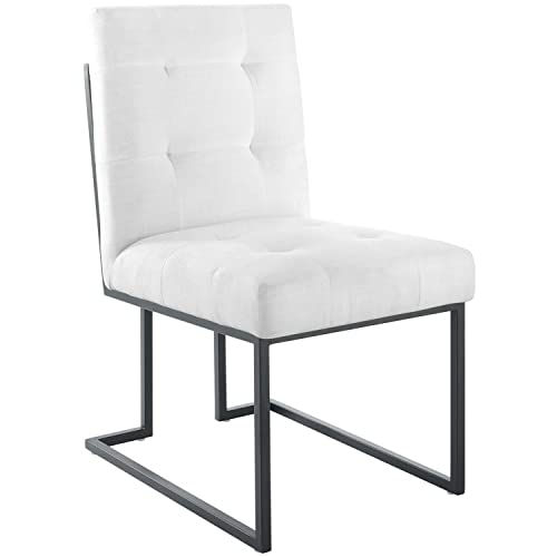 Modway Privy Stainless Steel Upholstered Fabric Bar Stool, Black White
