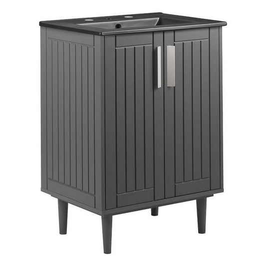 Modway Augusta 24" Modern Style Wood Bathroom Vanity in Gray/Black