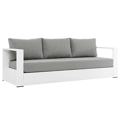 Modway Tahoe Patio Aluminum Sofa with White Gray Finish EEI-5676-WHI-GRY