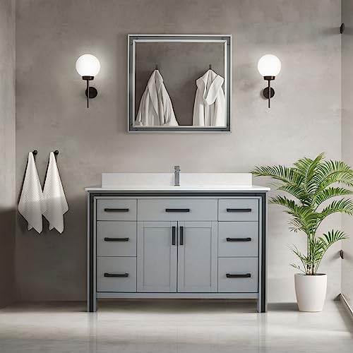 Lexora Ziva Bath Single Vanity and White Quartz Top