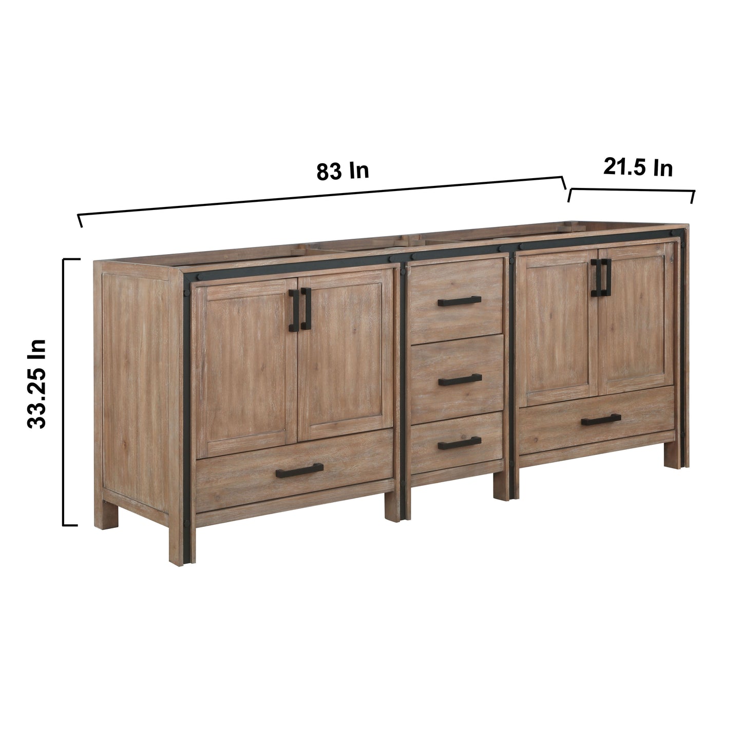 Ziva 84" Rustic Barnwood Vanity Cabinet Only