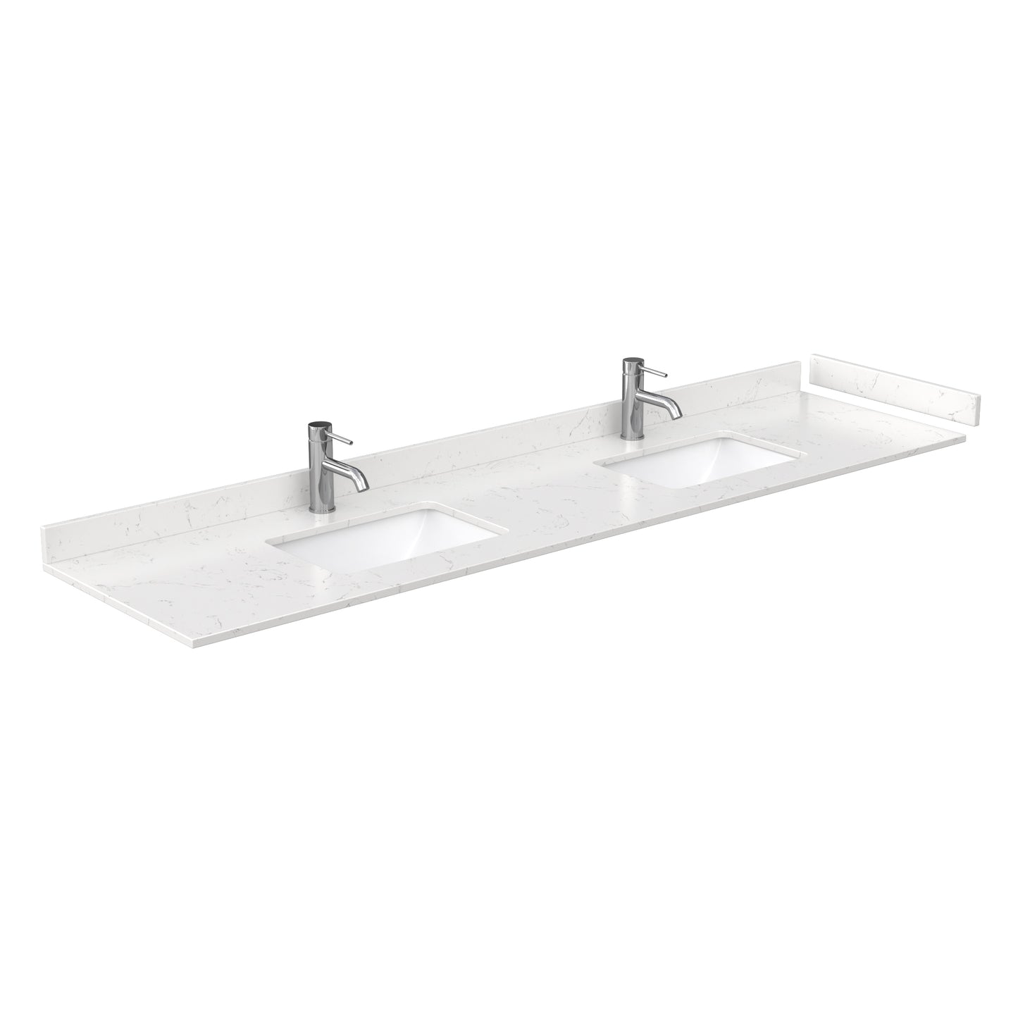 Beckett 84 Inch Double Bathroom Vanity in White, Carrara Cultured Marble Countertop, Undermount Square Sinks, No Mirror