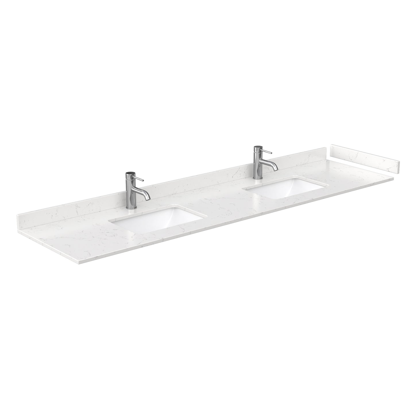 Beckett 84 Inch Double Bathroom Vanity in White, Carrara Cultured Marble Countertop, Undermount Square Sinks, Brushed Gold Trim