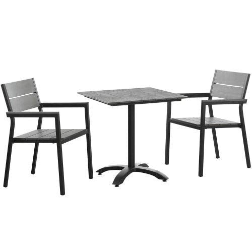 LexMod Modway Maine Aluminum Dining Table and Chair Outdoor Patio Set