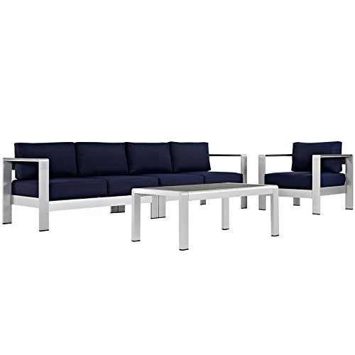 Modway Shore Aluminum Outdoor Patio Sectional Sofa Set