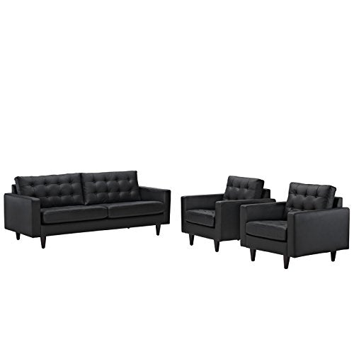 Modway Empress Left-Facing Leather Sectional Sofa in Black
