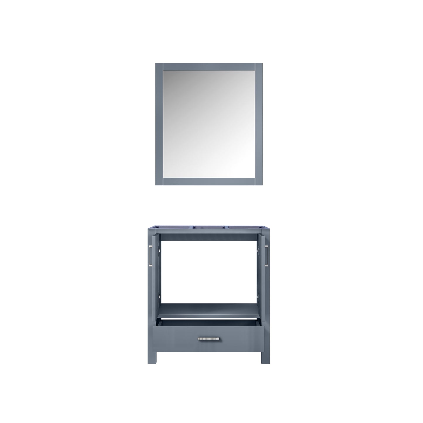 Jacques 30" Dark Grey Single Vanity, no Top and 28" Mirror